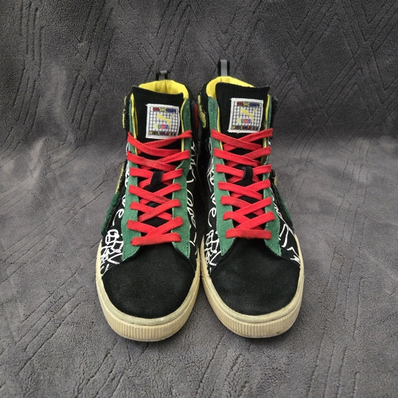 Puma Basket Mid Dee & Ricky Sneakers Mens Sz 10 Casual Sneakers Black Graffiti. - Picture 4 of 9